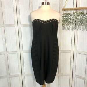 Torrid Black Studded Retro Punk Rock Strapless Mini Dress Party Plus Size 12